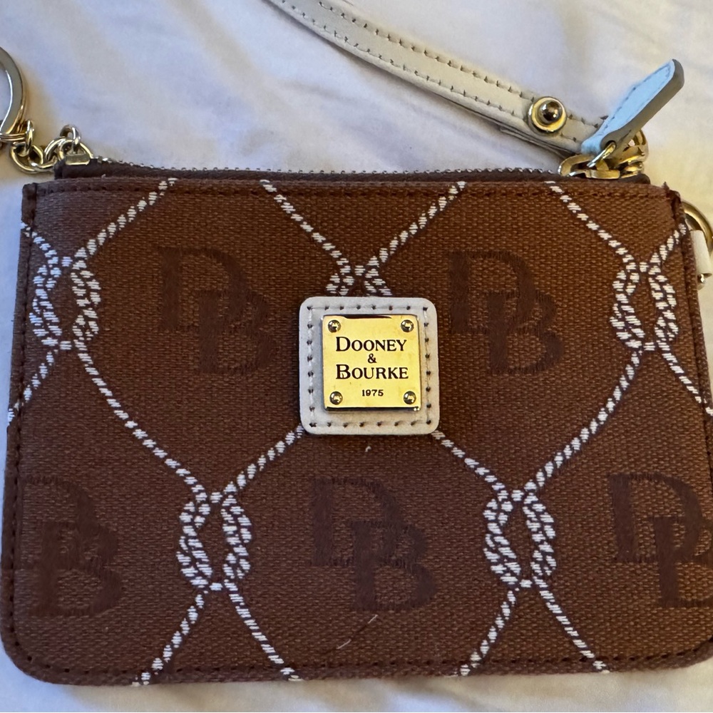 Dooney & Bourke Brown and White Patterned Wristlet